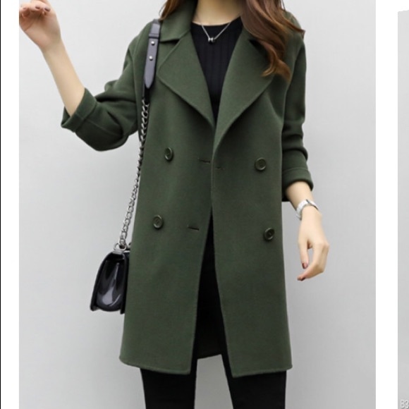 Jackets & Blazers - Olive Green Double Breasted Coat